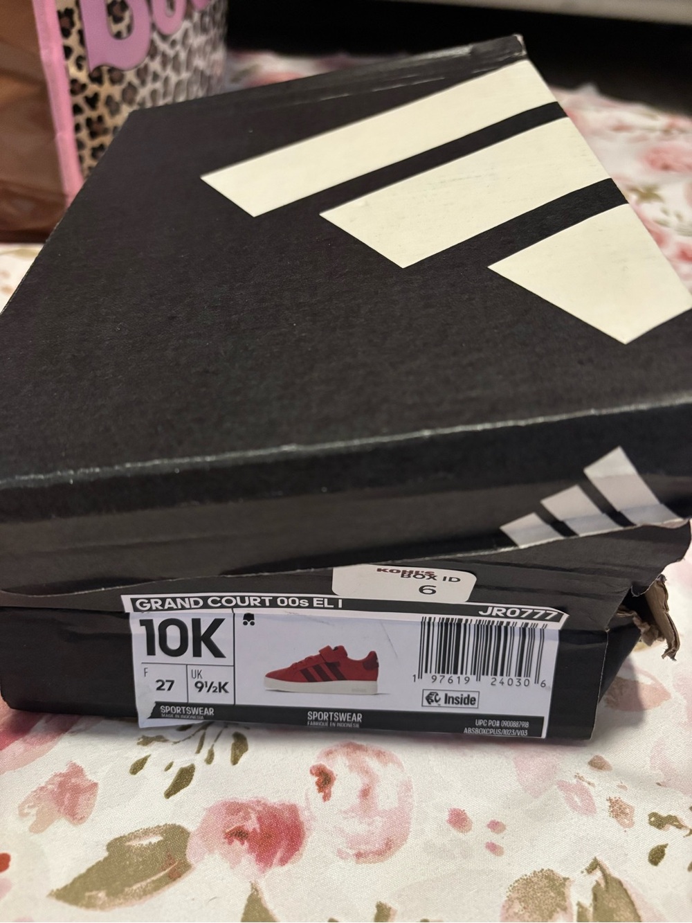adidas Kids Grand Court 10K Red and Black Sneakers